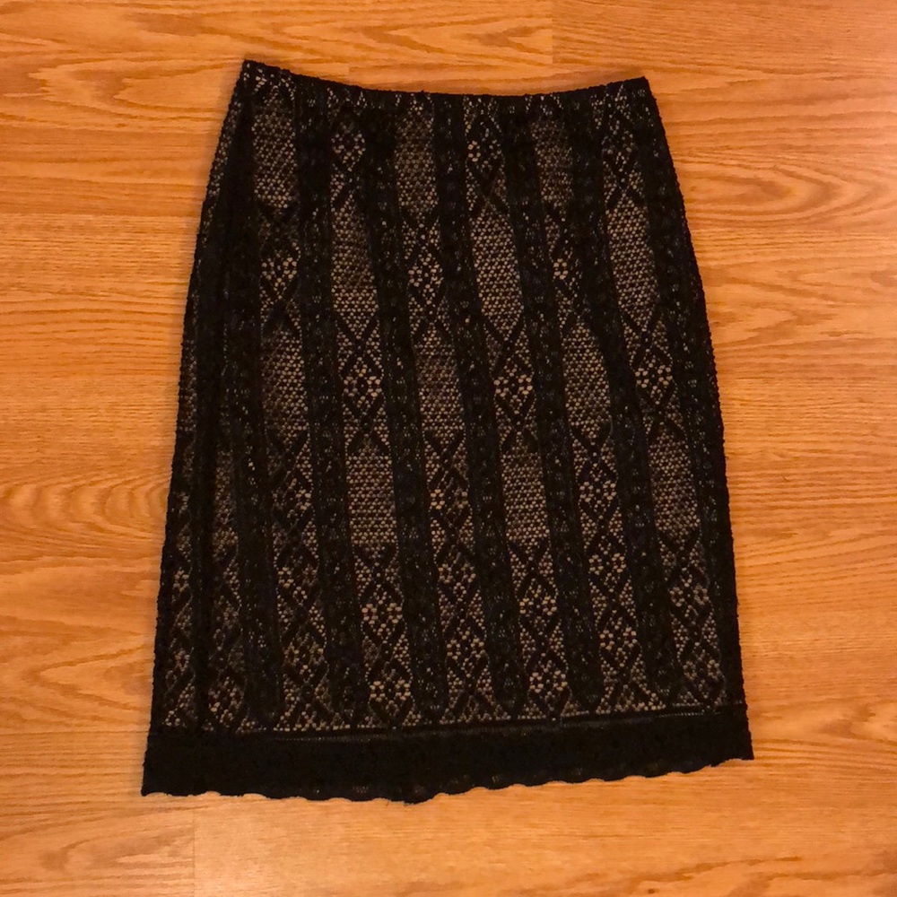 Black lace skirt with nude slip attached